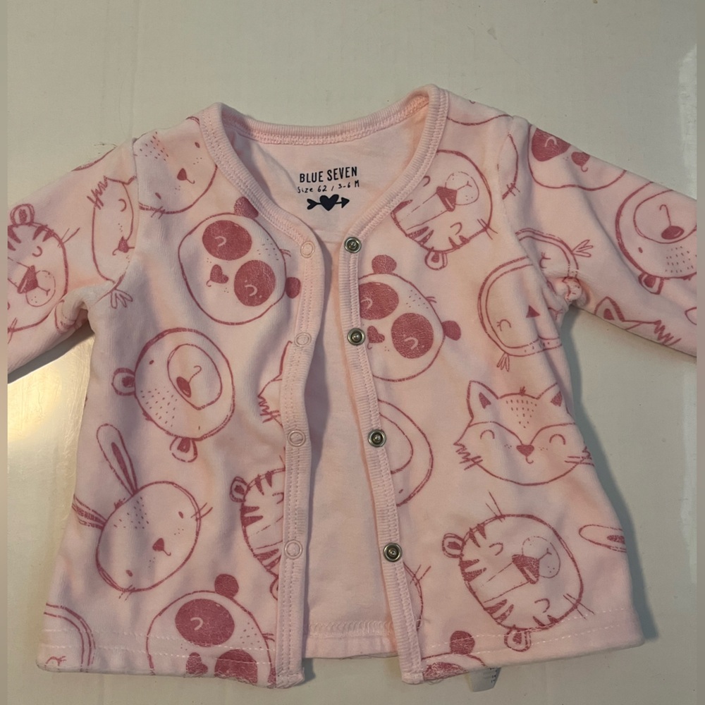Blue Seven Pink Animal Print Baby Cardigan
